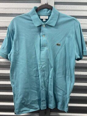 LACOSTE Light Blue Crocodile Logo Short Sleeves Classic Fit Polo Sz S